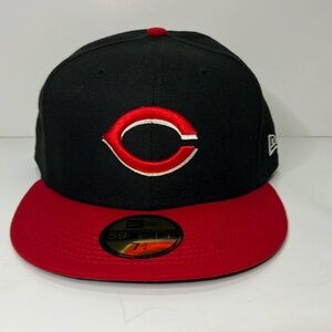 New Era Black/Red Cincinnati Reds Road Authentic Collection On-Field 59FIFTY Fit